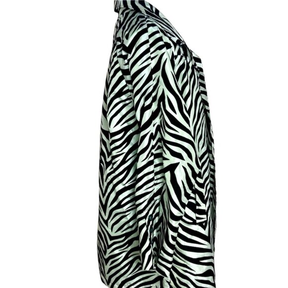 Ubu Flocked Zebra Print Button Down Coat Jacket Size L - Picture 6 of 11